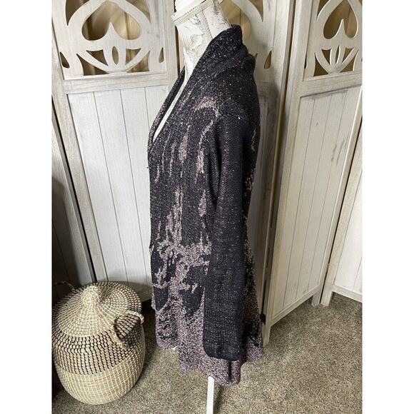 Nic Zoe Duster Cardigan Womens Purple Black Boucle Open Front Size XL Top - Picture 3 of 7